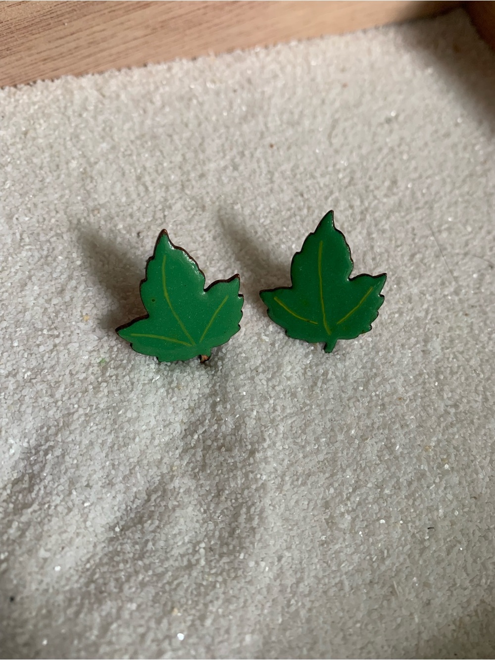 Green Leaf Enamel Screw back Earrings - Women Accessories